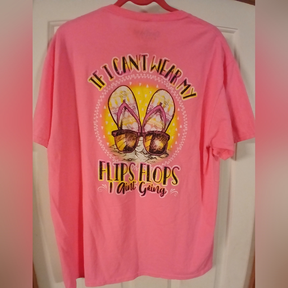 Sunshine Raised Graphic Tee "If I Can't Wear My Flip Flops I Aint Going" Size XL - Picture 1 of 3